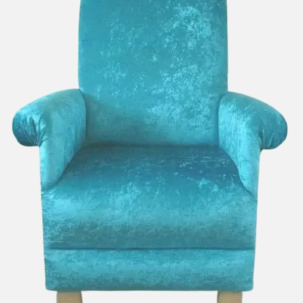 Kids Velvet Armchair Aqua Blue Children's Chair Accent Crushed Boys Girls Seat 