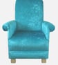 Kids Velvet Armchair Aqua Blue Children's Chair Accent Crushed Boys Girls Seat  - Image 1