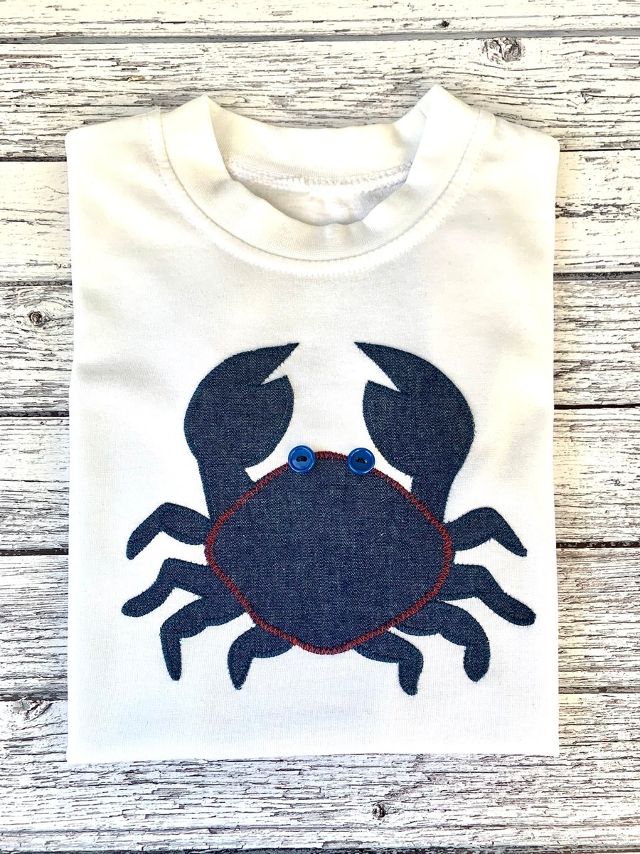 Crab Appliqué Cotton T-shirt