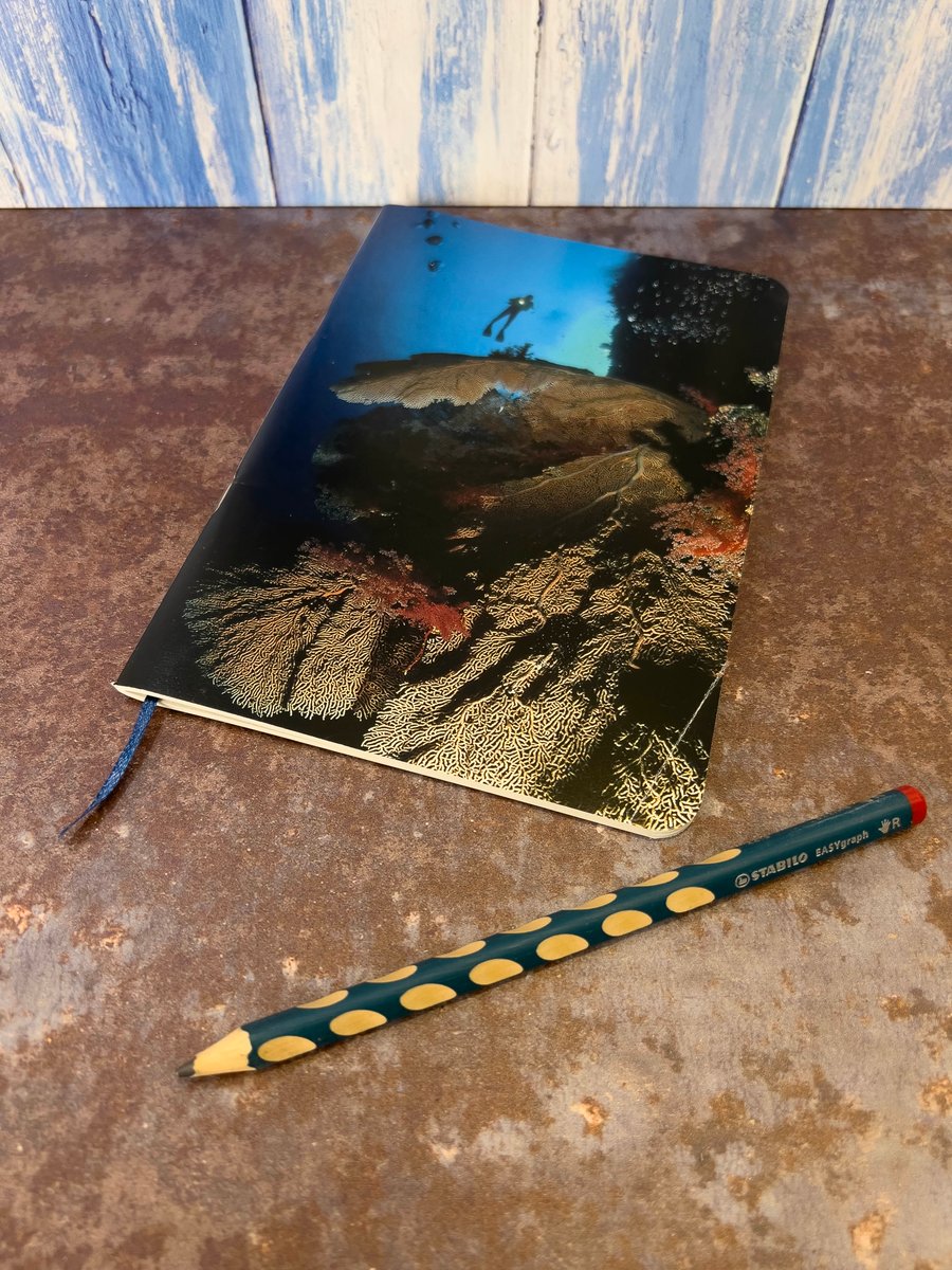 Notebook, Marine themed, A5 (ish), made from up-cycled and recycled materials.