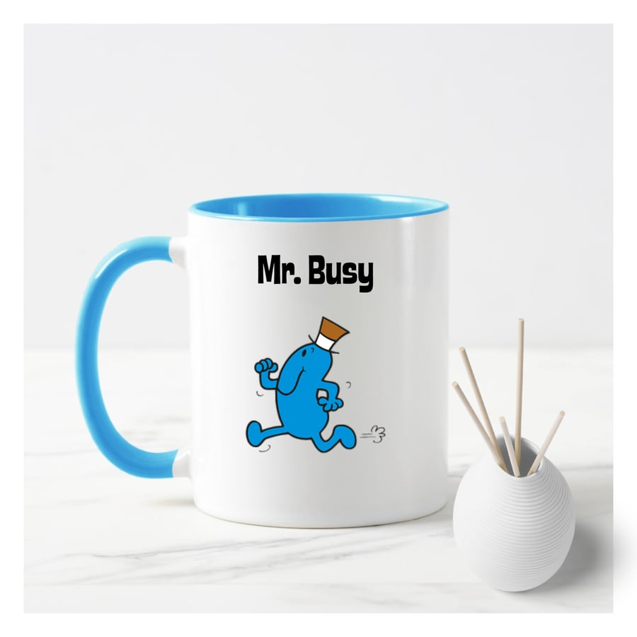 Mr Men Mr Busy custom mug funny mum gift, 