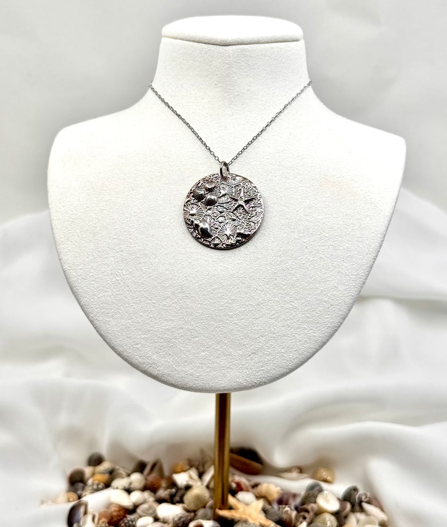 Silver necklace, seashore inspired design, made in North Yorkshire