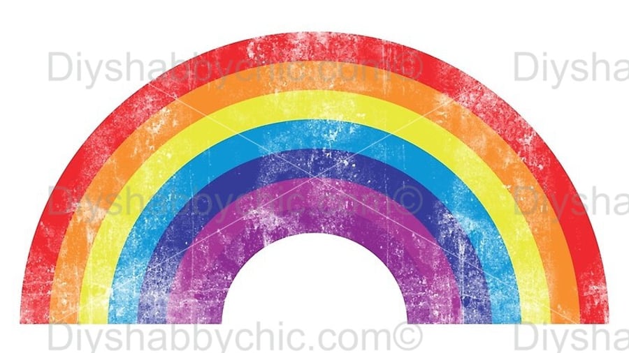Waterslide Wood Furniture Decal Vintage Image Transfer DIY Shabby Chic Rainbow