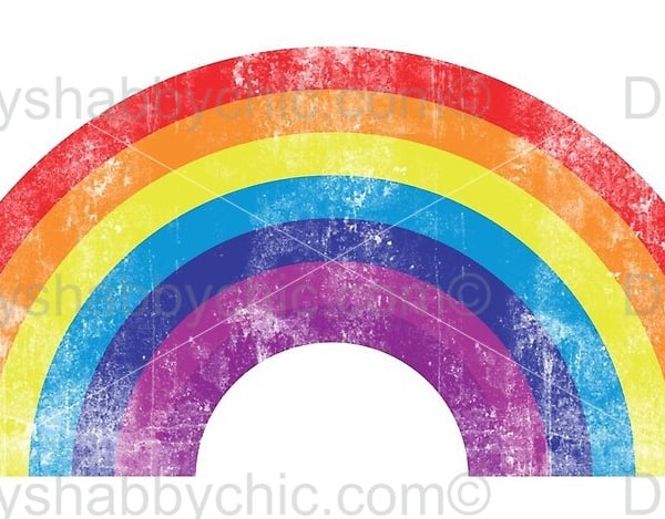 Waterslide Wood Furniture Decal Vintage Image Transfer DIY Shabby Chic Rainbow