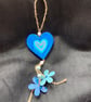 Up cycled hand painted hanging heart and flowers  - Image 1