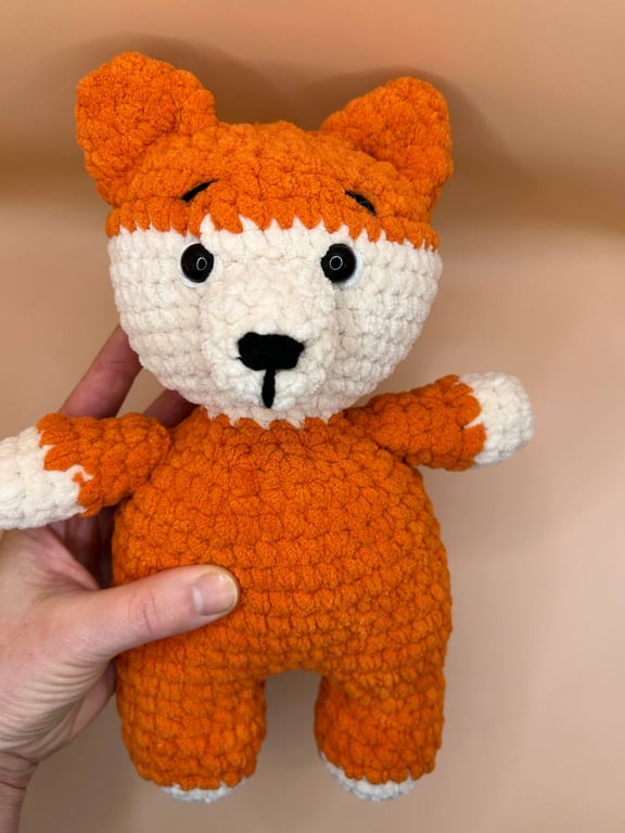 Handmade Crocheted Orange & White Fox,Amigurumi Soft Toy, Hand craft
