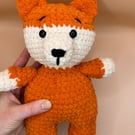 Handmade Crocheted Orange & White Fox,Amigurumi Soft Toy, Hand craft