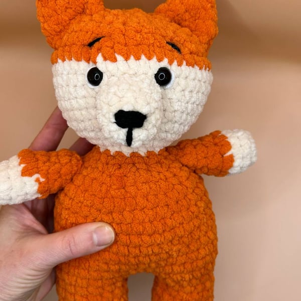 Handmade Crocheted Orange & White Fox,Amigurumi Soft Toy, Hand craft