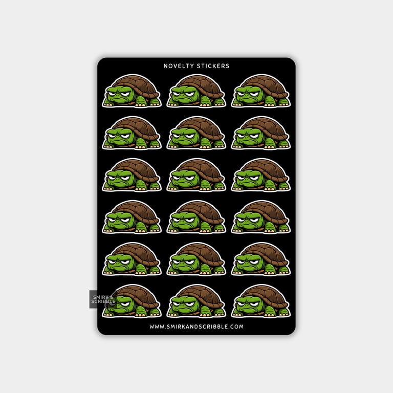 Funny Vinyl Sticker Sheet For Adults - Grumpy Tortoise