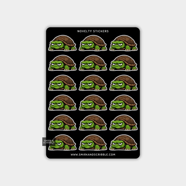 Funny Vinyl Sticker Sheet For Adults - Grumpy Tortoise