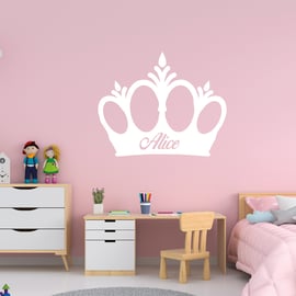 Crown Personalised Name Vinyl Sticker Great Wall Decal For Kids Bedroom