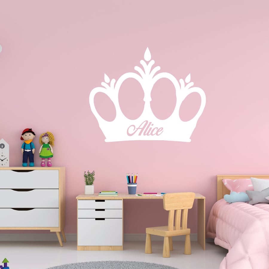 Crown Personalised Name Vinyl Sticker Great Wall Decal For Kids Bedroom