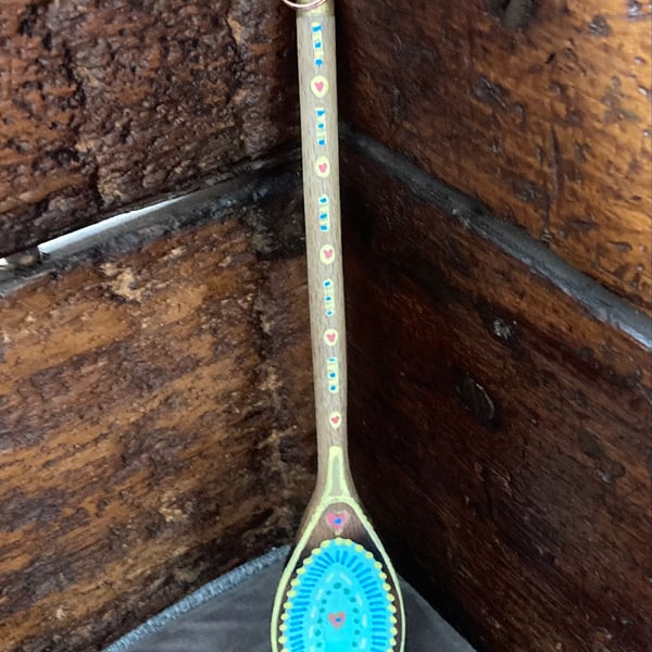 ‘Doodle’ Hand-painted Wooden Spoon with display ring