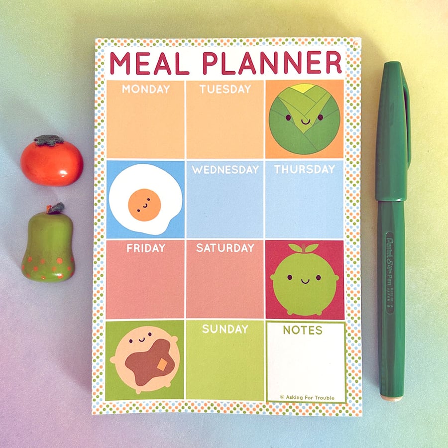 Weekly Meal Planner - Kawaii Magnetic Notepad