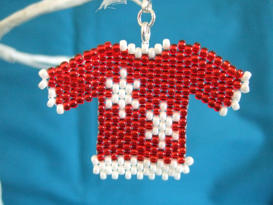 Red Snowflake Beaded Christmas Jumper Tree Decoration Charm