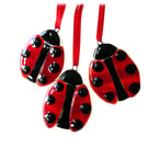  Ladybird Fused Glass Hanging Decoration Suncatcher 7cm 