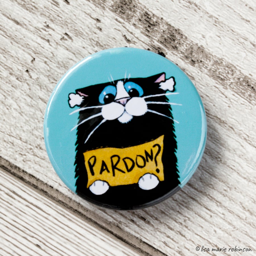 Black and White Cat Head Buttons Black and White Cat Head Buttons