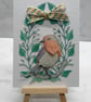 Christmas Card Beautiful Red Robin and Winter Berries 3D Luxury Handmade Card - Image 1