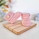 Handmade Crochet Baby Booties – Newborn Gift (Powder Pink)