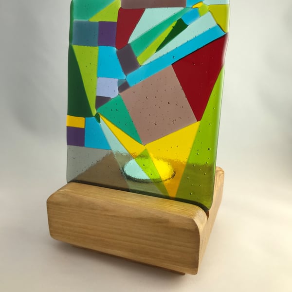Abstract Glass Screen and Wooden Tealight Candle Holder - Seconds Sunday