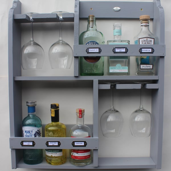 Gin rack, 6 bottles & 4 goblet glass's