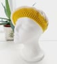 Crochet Beret Hat, Cream & Gold - Image 5