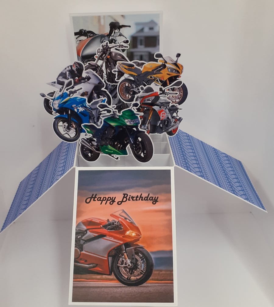 Men's Birthday Card with Motorbikes
