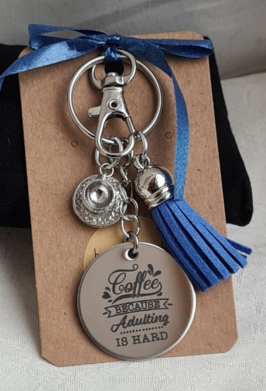 Gorgeous Coffee Because Adulting is Hard Key Ring - Key Chain Bag Charm