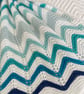 Shades of blue and aqua baby blanket, hand knitted in 100% cotton yarn. - Image 2
