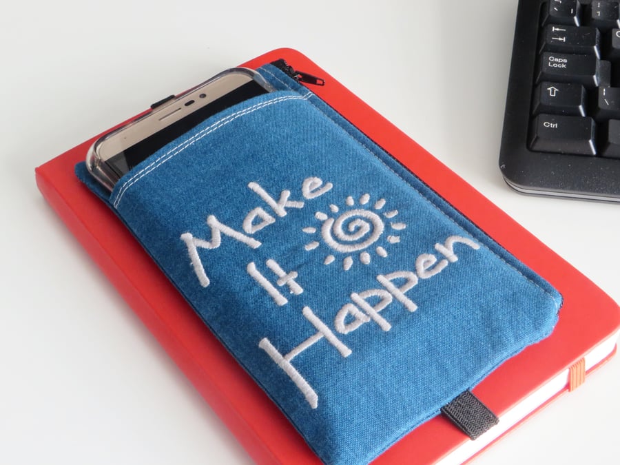 Embroidered Zipped Pouch for planners or bullet journals