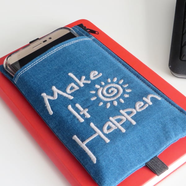 Embroidered Zipped Pouch for planners or bullet journals