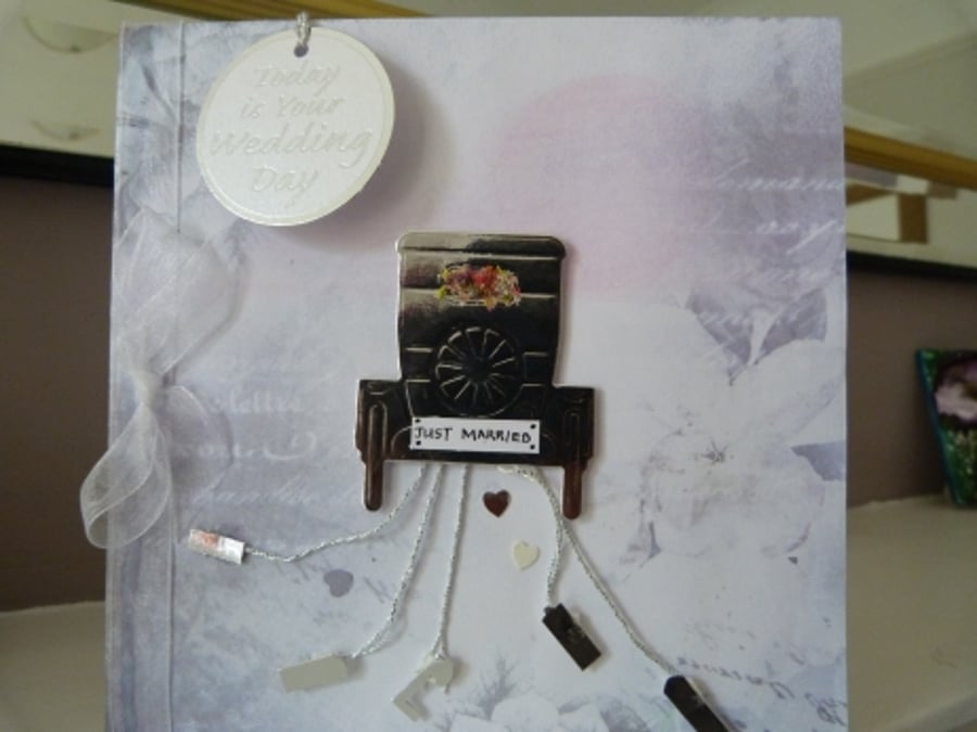 Silver Vintage Car - Into the Sunset - Wedding Card