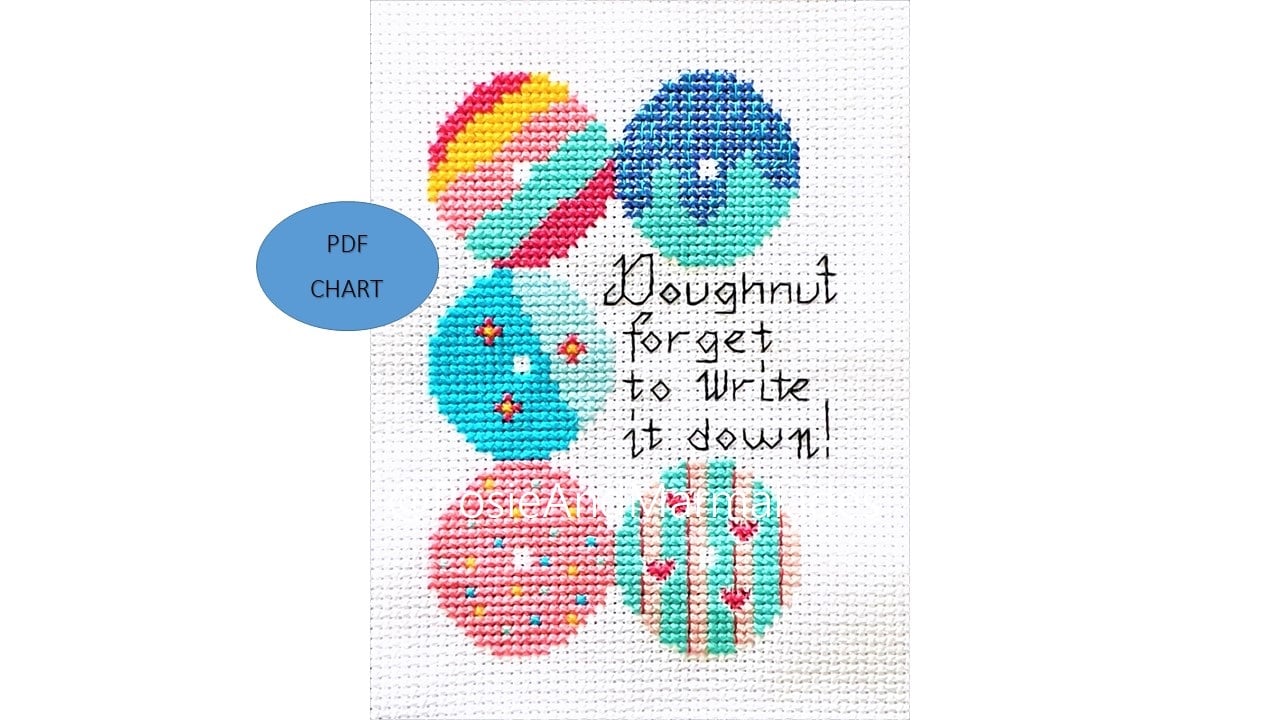 Doughnuts quote cross stitch Instant digital Download PDF Pattern chart