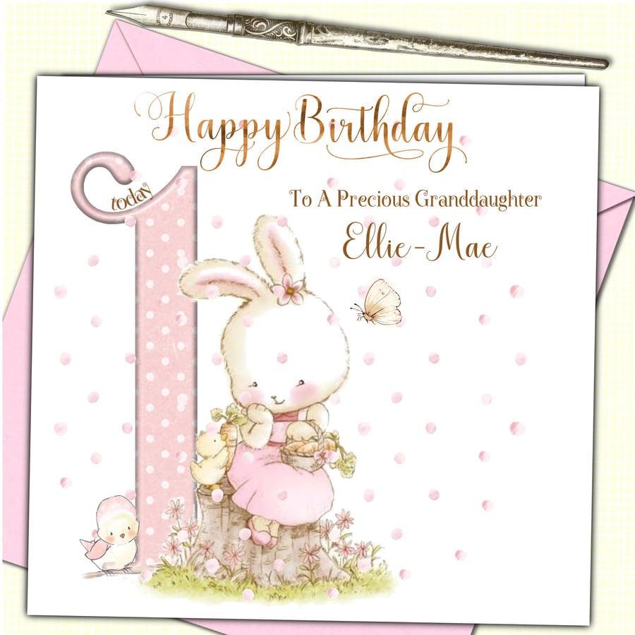 Bunny & Ellie Pink Greeting Card Bunny & Ellie Pink Greeting Card