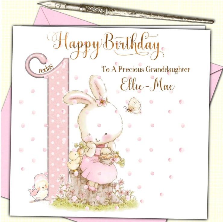 Bunny & Ellie Pink Greeting Card Bunny & Ellie Pink Greeting Card