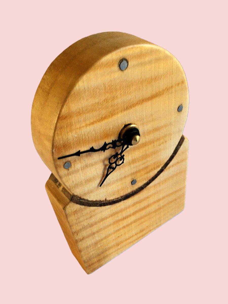 Moon inspired clock Rippled Sycamore & Wenge:SKU-Clox6