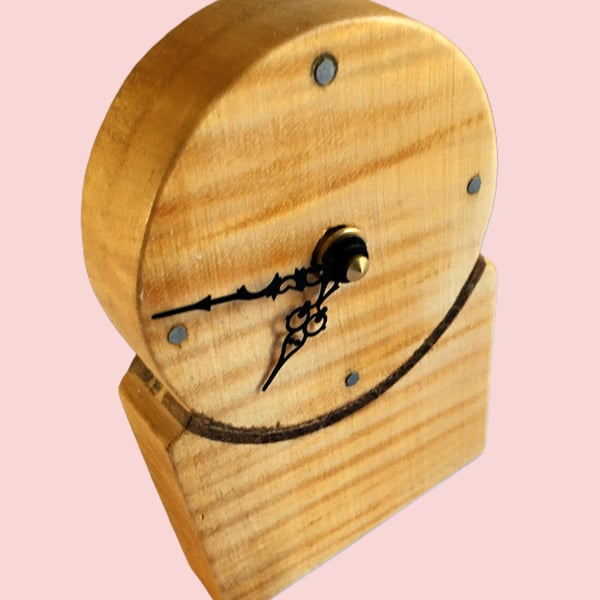 Moon inspired clock Rippled Sycamore & Wenge:SKU-Clox6