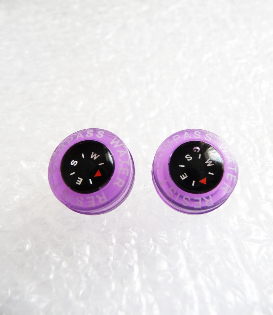WAS 4.95 NOW 3.95 , Bright and colourful mini compass stud earrings 