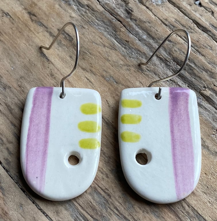 Handmade Ceramic Dangly Earrings