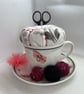 Vintage Teacup Pin Cushion & Sewing Set - Mindful Crafting Station (1) - Image 5