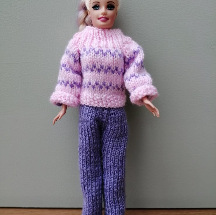 Set of hand knitted items for a teenage doll - Folksy