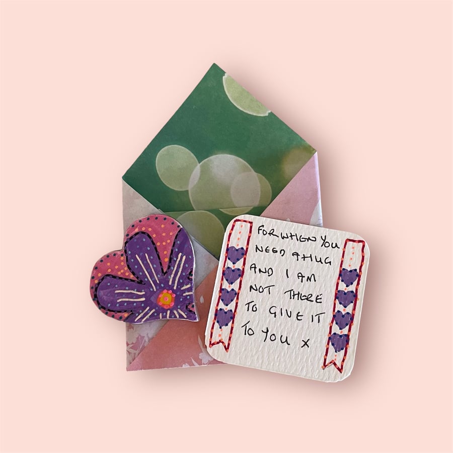 Pocket hug - hand painted heart ‘Flower Power’