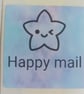 40 Thermal Printed 'Winking Star Happy Mail' postal stickers (lilac&blue)