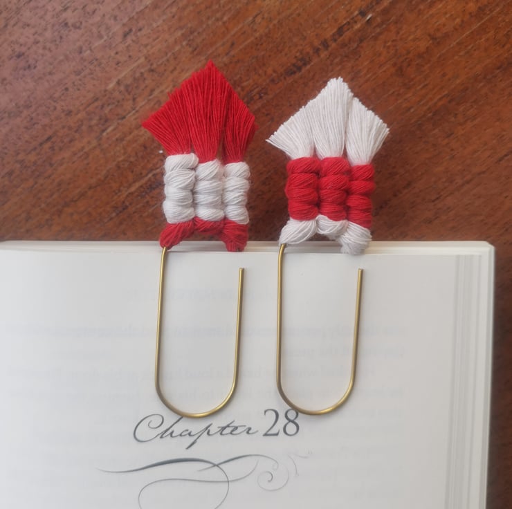 Macrame jumbo paperclip bookmarks,set of 2 tags... Folksy