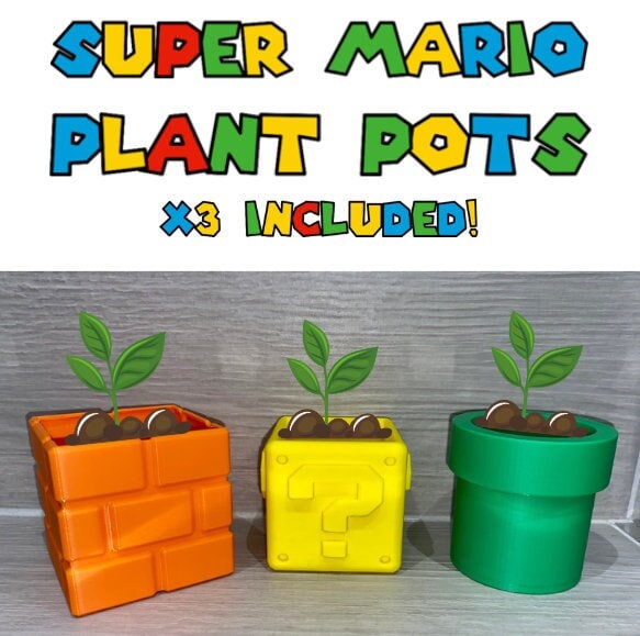 Super Mario Planters Flower Pots Super Mario Planter Office Decor Home Decor