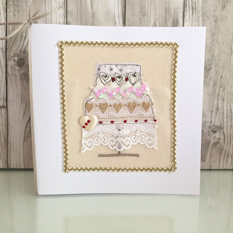 sold  Wedding card - three tier wedding cake hearts