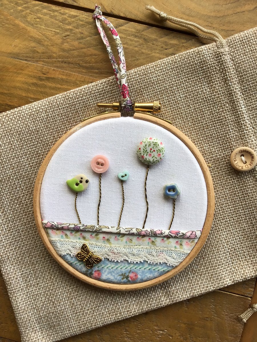 Button garden hoop art