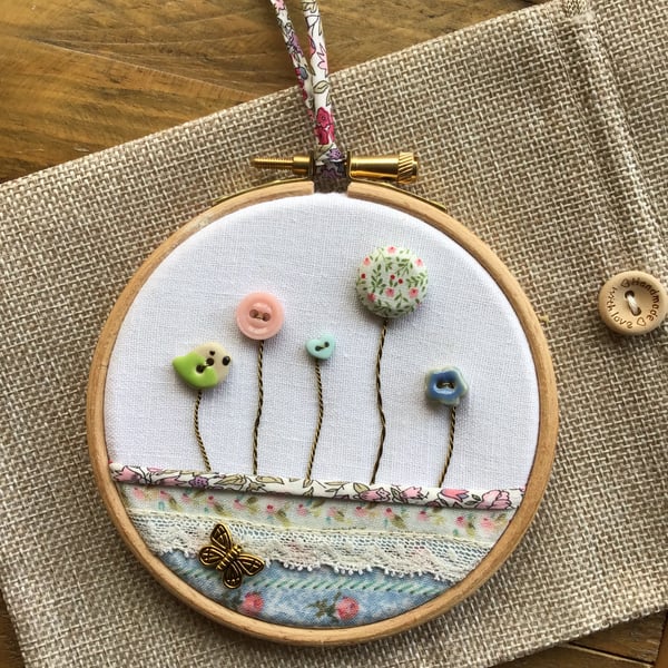 Button garden hoop art