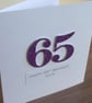 Handmade 65th birthday card - personalised with any age and message - Image 3