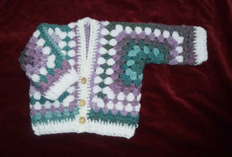 crochet baby hexagon hexi cardigan ( ref FA 620 C1 )